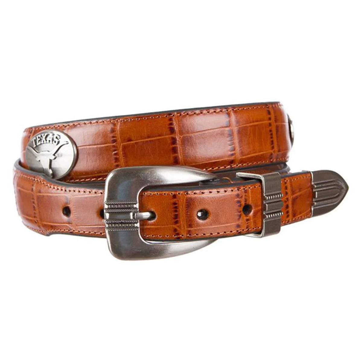 Texas Longhorn Tan Leather Concho Belt