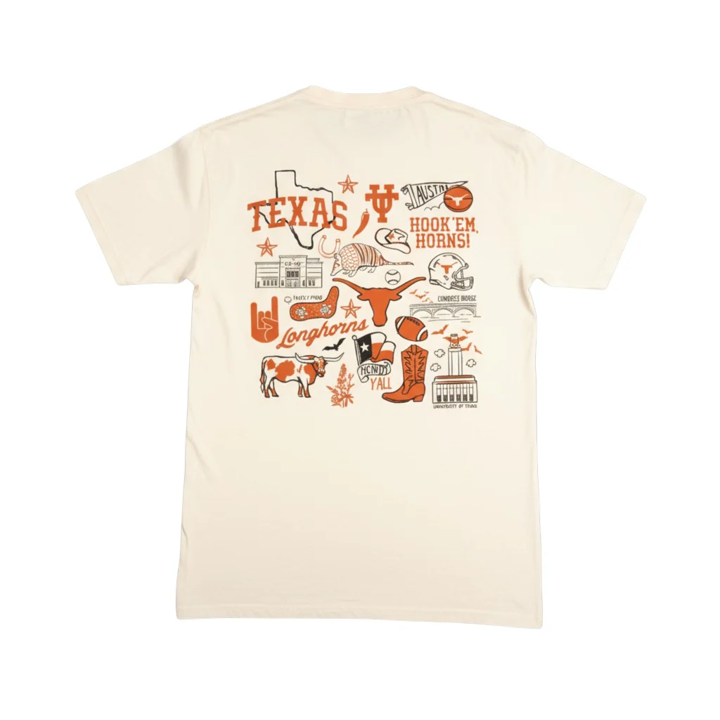 Texas Longhorns Full Back Icons ComfortWash Tee