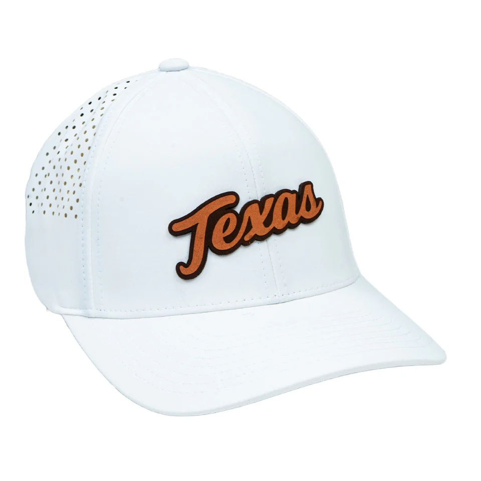 Texas Longhorns Leather Patch Curved Performance Hat - Image 2