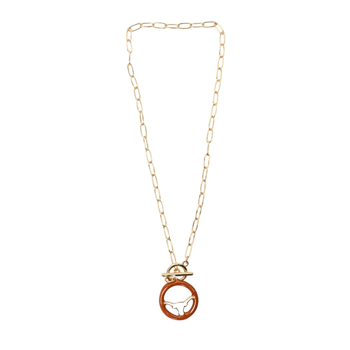 Texas Longhorns Logo Enamel T-Bar 16" Necklace - Image 2