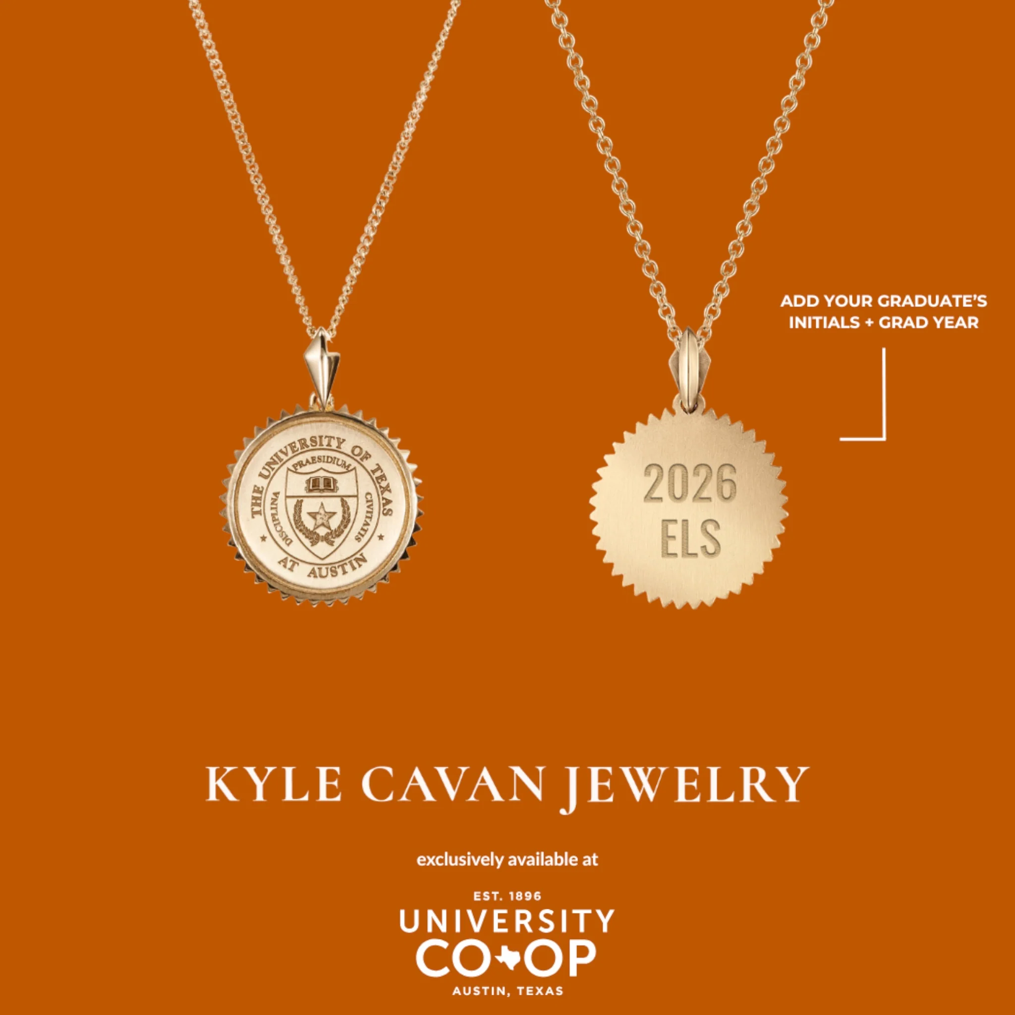 Texas Sunburst Seal 2026 Necklace – Custom Engraved with Your Three Initials - Image 4